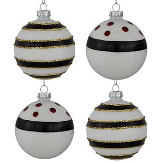 Northlight Shiny Finish Striped Christmas Ornament Set 4 pk