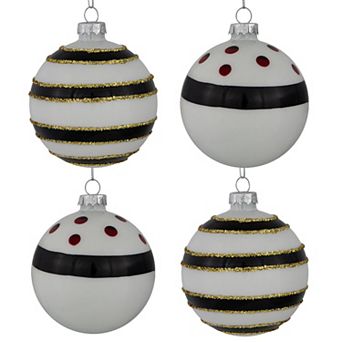 Northlight Shiny Finish Striped Christmas Ornament Set 4 pk