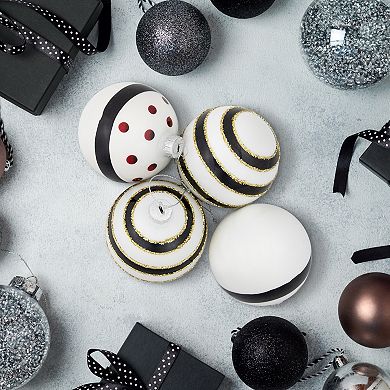 Northlight Shiny Finish Striped Christmas Ornament Set 4-pk.