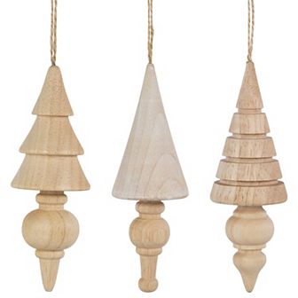 Northlight 3 pc Natural Wooden Christmas Ornaments Set