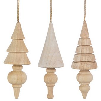 Northlight 3 pc Natural Wooden Christmas Ornaments Set