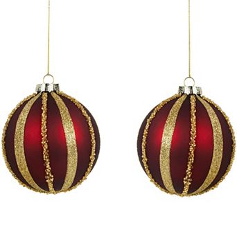 Northlight 2 pc Beaded Stripes Christmas Ornament Set