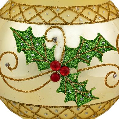 Northlight 2-pc. Glittered Holly & Berries Christmas Glass Ball Ornaments Set