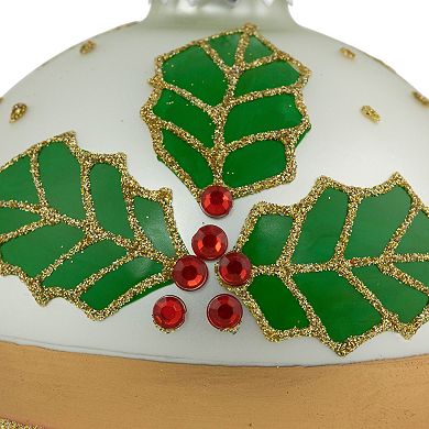 Northlight 2-pc. Holly and Berry Striped Christmas Ornament Set