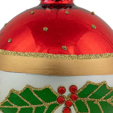 Northlight 2-pc. Holly and Berry Striped Christmas Ornament Set