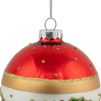 Northlight 2-pc. Holly and Berry Striped Christmas Ornament Set