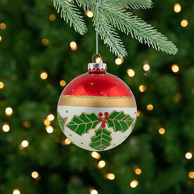 Northlight 2-pc. Holly and Berry Striped Christmas Ornament Set