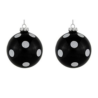 Northlight 2 pc 4-Inch Polka Dot Glass Ball Christmas Ornament Set