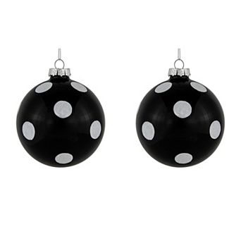 Northlight 2 pc 4-Inch Polka Dot Glass Ball Christmas Ornament Set