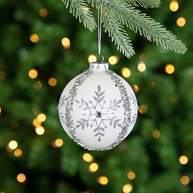 Northlight 2-pc. 4-Inch Sequin Glitter Snowflake Glass Christmas Ornament Set