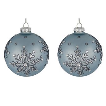 Northlight 2 pc Glittered Snowflakes Glass Ball Christmas Ornament Set