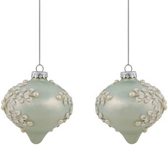 Northlight 2 pc 4-Inch Icy Snowflakes Glass Christmas Ornament Set