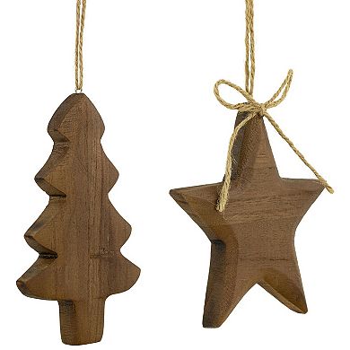 Northlight 2-pc. 5-Inch Tree & Star Wooden Christmas Ornament Set