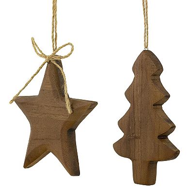 Northlight 2-pc. 5-Inch Tree & Star Wooden Christmas Ornament Set