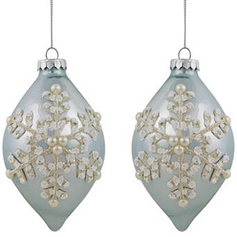 Northlight 2 pc 5-Inch Textured Snowflakes Finial Christmas Ornament Set