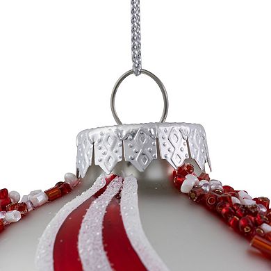 Northlight 2-pc. 4-Inch Peppermint Swirl Beaded Christmas Ornament Set