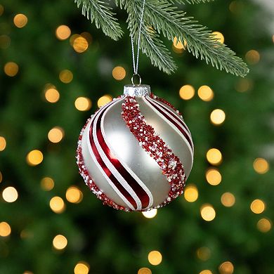 Northlight 2-pc. 4-Inch Peppermint Swirl Beaded Christmas Ornament Set