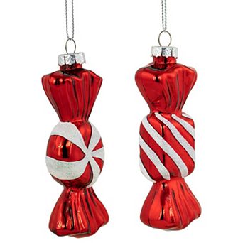 Northlight 2 pc 4-Inch Glittered Candy Christmas Ornament Set