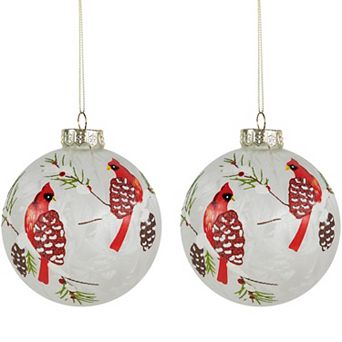 Northlight 2 pc 4-Inch Cardinal Birds Christmas Ornament Set