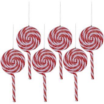 Northlight 6 pc 6-Inch Frosted Lollipop Christmas Ornament Set
