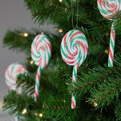 Northlight 6-pc. 7-Inch Frosted Lollipop Christmas Ornament Set
