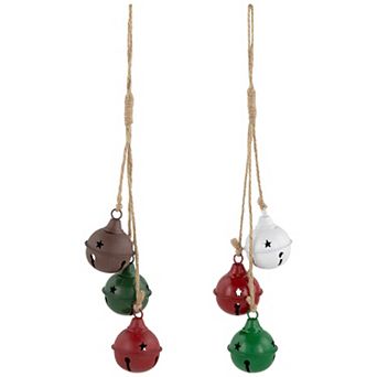 Northlight 2 pc 13.5-Inch Cascading Christmas Jingle Bell Christmas Ornament Set