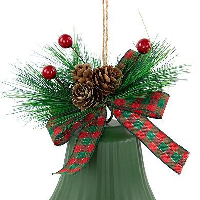 Northlight 2-pc. 7-Inch Christmas Bells with Pinecones & Plaid Bow Christmas Ornament Set