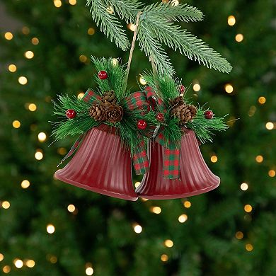 Northlight 2-pc. 7-Inch Bells with Pine Sprigs & Bow Christmas Ornament Set