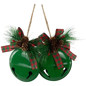 Northlight 2 pc 5-Inch Jingle Bells with Pinecone Bows Christmas Ornament Set