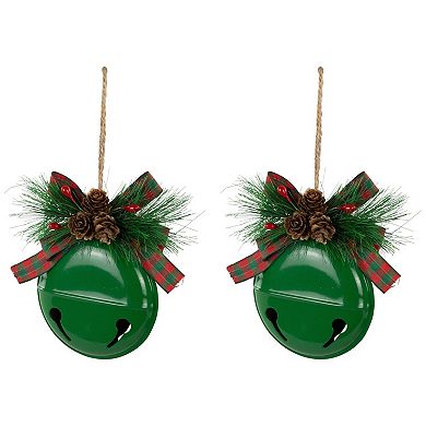 Northlight 2-pc. 5-Inch Jingle Bells with Pinecone Bows Christmas Ornament Set