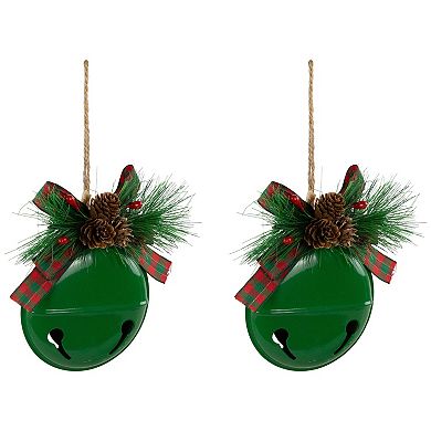 Northlight 2-pc. 5-Inch Jingle Bells with Pinecone Bows Christmas Ornament Set
