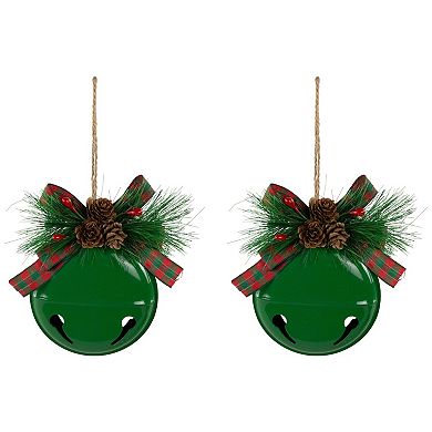Northlight 2-pc. 5-Inch Jingle Bells with Pinecone Bows Christmas Ornament Set