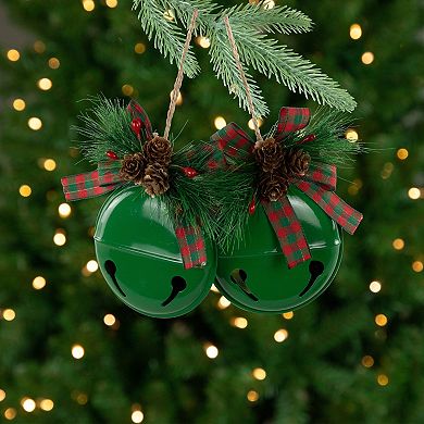 Northlight 2-pc. 5-Inch Jingle Bells with Pinecone Bows Christmas Ornament Set