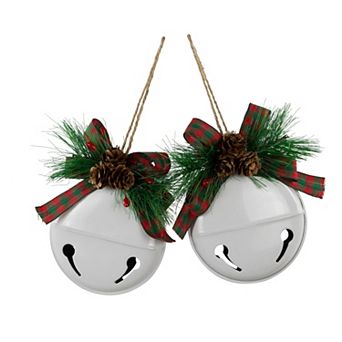 Northlight 2 pc 5-Inch Jingle Bells with Pinecone Bows Christmas Ornament Set