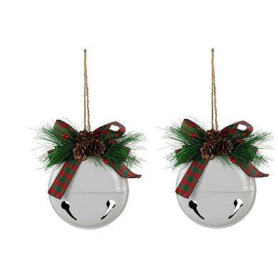 Northlight 2-pc. 5-Inch Jingle Bells with Pinecone Bows Christmas Ornament Set