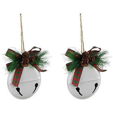 Northlight 2-pc. 5-Inch Jingle Bells with Pinecone Bows Christmas Ornament Set