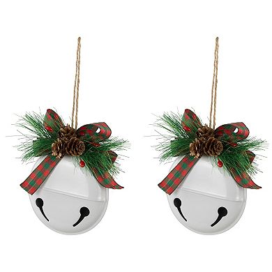 Northlight 2-pc. 5-Inch Jingle Bells with Pinecone Bows Christmas Ornament Set