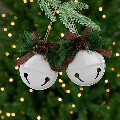 Northlight 2-pc. 5-Inch Jingle Bells with Pinecone Bows Christmas Ornament Set
