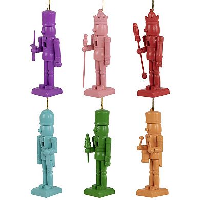 Northlight Set of 6 5-Inch Nutcracker Wooden Christmas Ornaments