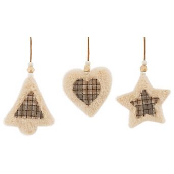 Northlight 4.5 Inch Set of 3 Plush Tree Star & Heart Shaped Christmas Ornament