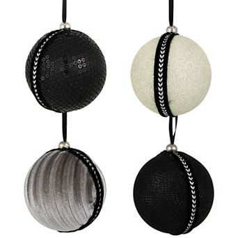 Northlight Sequined & Textured 4 pc Christmas Ornament Set