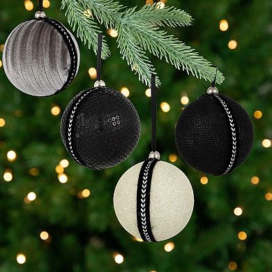 Northlight Sequined & Textured 4-pc. Christmas Ornament Set