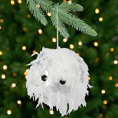 Northlight Set of 4 Feather Ball with Large Sequins Christmas Ornaments