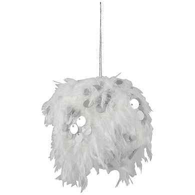 Northlight Set of 4 Feather Ball with Large Sequins Christmas Ornaments
