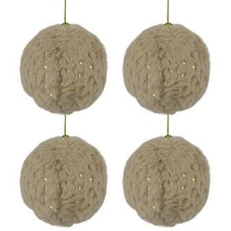 Northlight Set of 4 Plush Polka-Dotted Christmas Ornaments