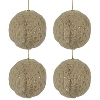 Northlight Set of 4 Plush Polka-Dotted Christmas Ornaments