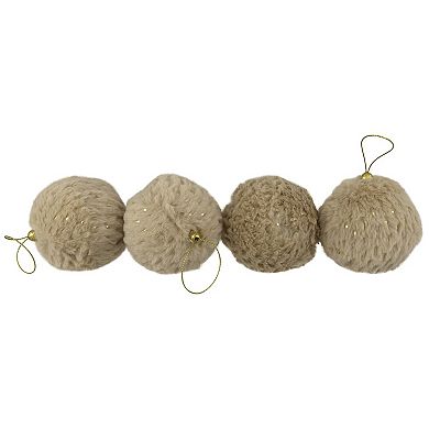 Northlight Set of 4 Plush Polka-Dotted Christmas Ornaments