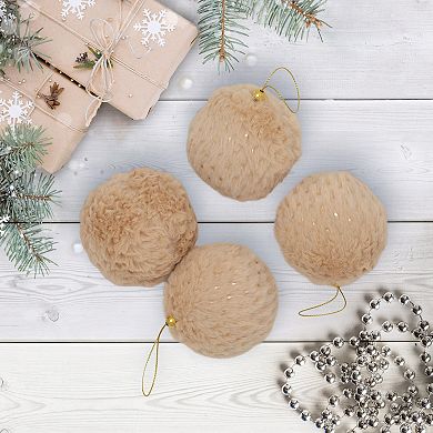 Northlight Set of 4 Plush Polka-Dotted Christmas Ornaments