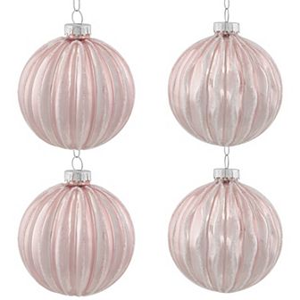 Northlight 4 pk Shiny Glittered Geometric Glass Ball Christmas Ornaments