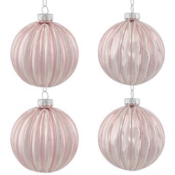 Northlight 4 pk Shiny Glittered Geometric Glass Ball Christmas Ornaments
